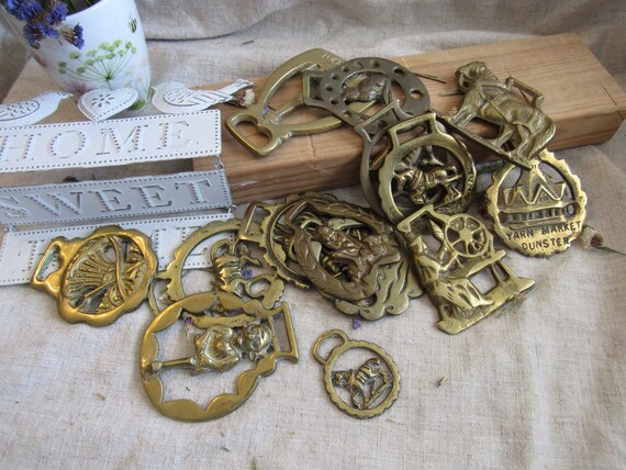 英国アンティーク Horse Brass 真鍮 馬具飾り イギリスヴィンテージ Yarn Market, Vintage Horse Brass Medallion: English Bridle Harness