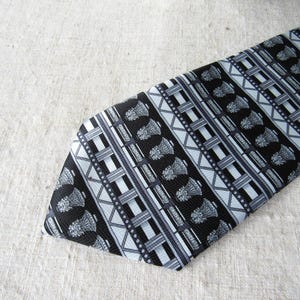 Emilio Casucci Silk Necktie: Black & Silver Italian Tie, urban elegance