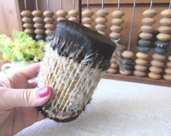 Handmade African Goat Skin Drum: Vintage Musical Instrument