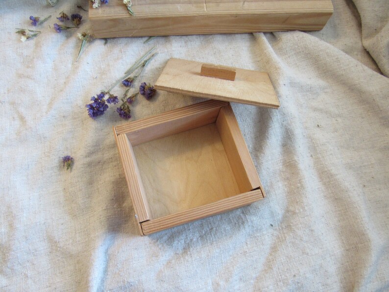 Plywood Box With Lid Simple Plywood Small Box Light Brown Etsy