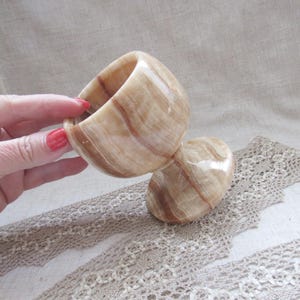stoneware glass, Onyx goblet, vintage onyx glass