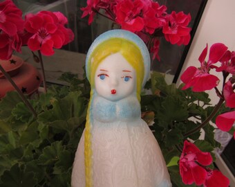 Grande bambola biancaneve bambola sovietica vintage in plastica figurina biancaneve decorazione natalizia figura blu figurina biancaneve bambola da collezione