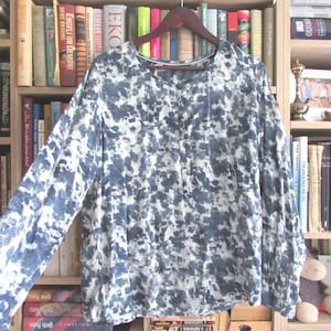 floral blouse, Vintage cotton blouse, multicolor top, mid century modern