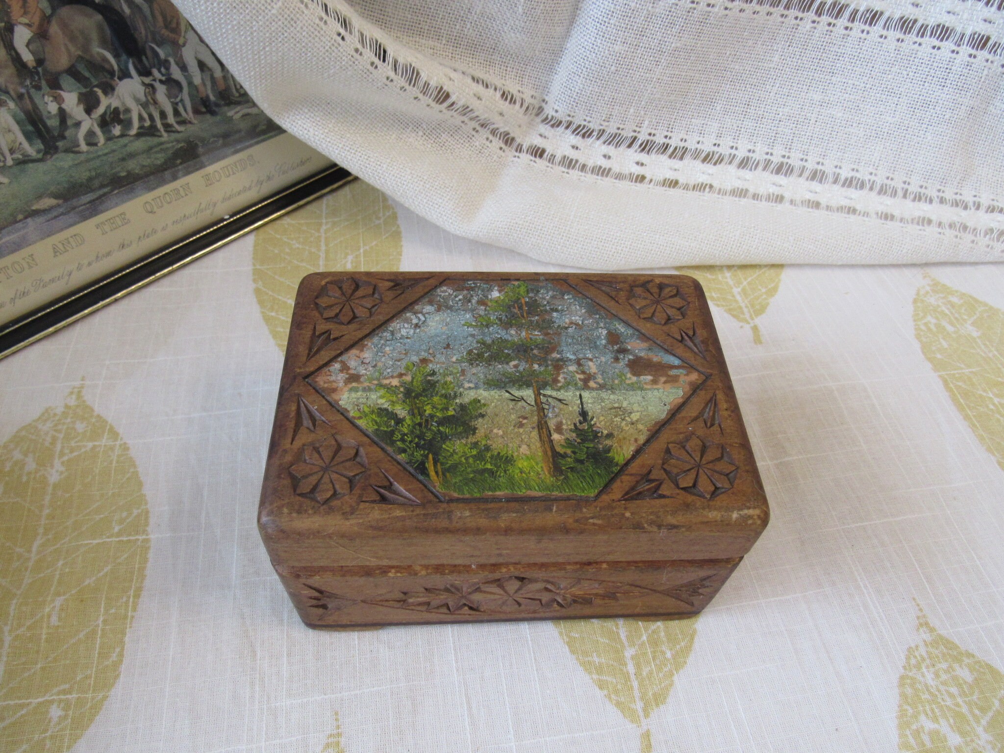 Bemalte Holzkiste vintage geschnitzte braune Holzbox | Etsy