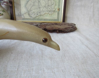 Vintage bird from horn, cow horn art, handmade horn souvenir