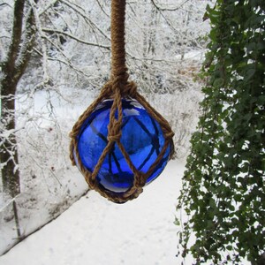 Vintage Hand Blown Glass ball Cobalt Blue decorative ball hanging cobalt blue ball zdjęcie 4