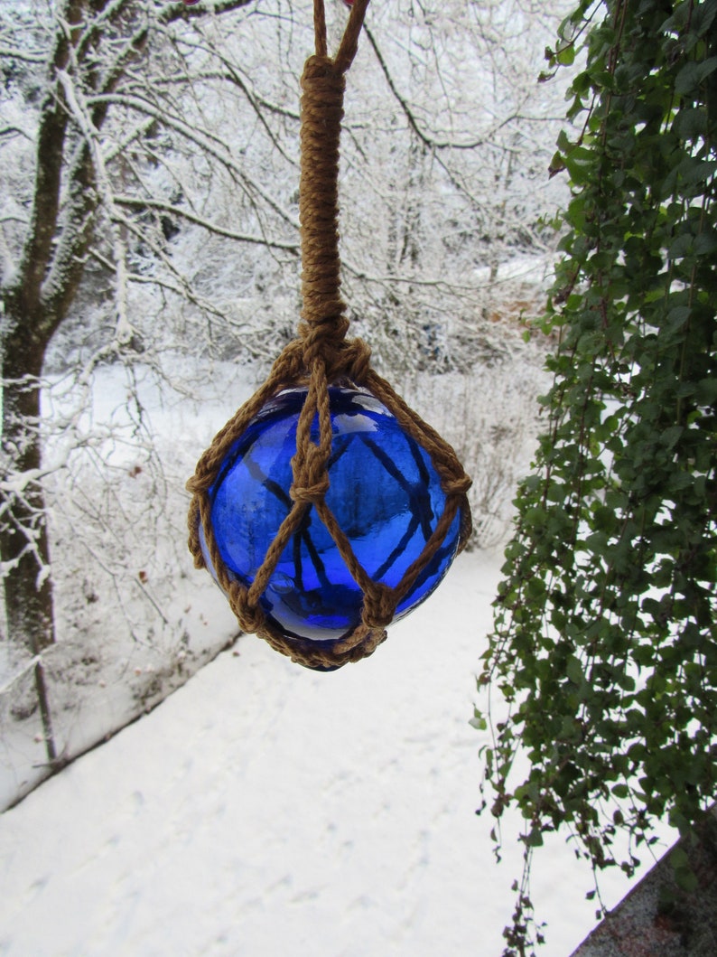Vintage Hand Blown Glass ball Cobalt Blue decorative ball hanging cobalt blue ball zdjęcie 4
