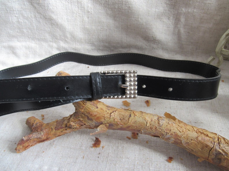 Narrow BLACK belt gift for woman retro non leather belt
