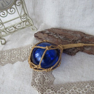 Vintage Hand Blown Glass ball Cobalt Blue decorative ball hanging cobalt blue ball zdjęcie 7