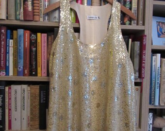 Green & Gold Sequin Top w/Fur Collar-YMYH (Fur Hood SOLD OUT)