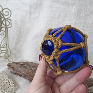 Vintage Hand Blown Glass ball Cobalt Blue decorative ball hanging cobalt blue ball zdjęcie 3