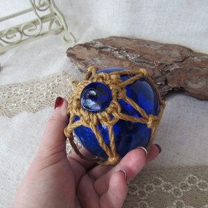 Vintage Hand Blown Glass ball Cobalt Blue decorative ball hanging cobalt blue ball zdjęcie 5