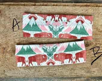 Bison headband, Buffalo headband, Yellowstone headband, prairie headband, plains, wildflowers headband, Tetons headband, hiking headband,