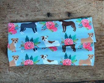 Pitbull headband, pitbulls headband, pitbull and flowers, dog headband, pitbull mix, vet tech headband, puppy headband, dog rescue headband