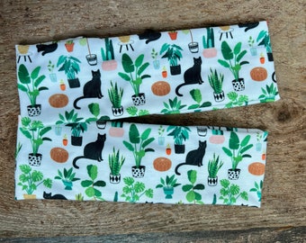 Cat headband, cat and plants, plants headband, house plants, black cat headband, cat and plants headband, gardening headband, vet tech cat