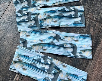 Striped bass headband, striper headband, rockfish headband, bass headband, striped bass fishing, fishing headband, fish headband, fly fishin