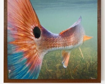 redfish art on wood, wood redfish, redfish wood sign, red drum sign, farmhouse sign, fishing wall decor, spottail bass, bull red fishing