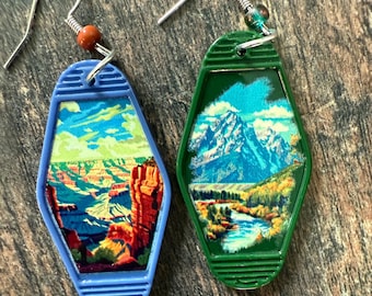 National Park earrings, Grand Teton earrings, Grand Canyon earrings, Teton earrings, Snake River, Grand Canyon overlook, national park art