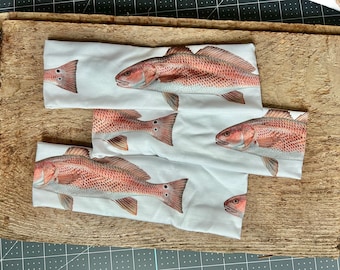 redfish headband, red drum headband, bull redfish, fishing headband, redfish, inshore fishing, spottail bass, fly fishing headband, fishing