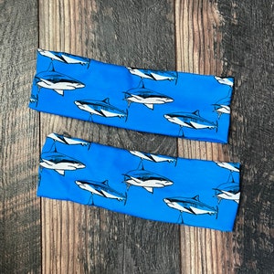 Haaienhoofdband, hoofdband grote witte haai, haaienhoofdband, megalodon, rifhaaien, vissenhoofdband, vissenhoofdband, strandhoofdband, surfin