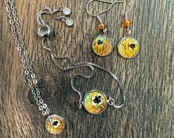 Redfish necklace set, redfish earrings, redfish jewelry, red drum earrings, red drum bracelet, spottail, redfish spots, redfish jewelry set,