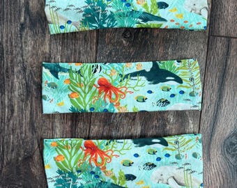 Marine life headband, marine biologist headband, whale headband, manatee headband, octopus headband, fish headband, ocean headband, sharks