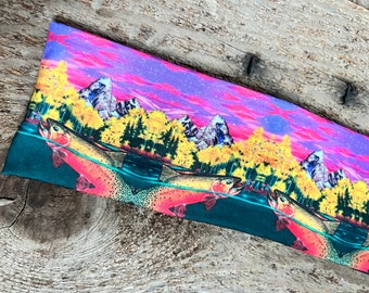 Cutthroat trout headband, trout headband, Yellowstone cutthroat trout, trout and stonefly, Yellowstone headband, Tetons headband, Grand Teto