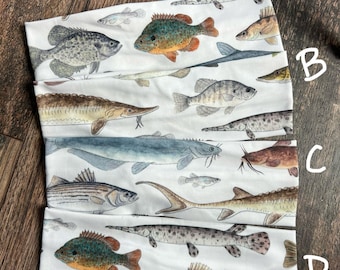 Freshwater fish, freshwater fish headband, bluegill, catfish, sturgeon headband, fish headband, striped bass headband, darter headband