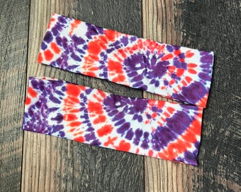Clemson headband, Clemson tigers headband, orange and purple headband, tigers headband, Clemson tie dye, tie dye headband, tie dye purple