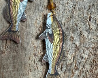 Red drum earrings, redfish earrings, red drum jewelry, redfish jewelry, redfish, bull red, fish earrings, spottail bass, fish jewelry, salty