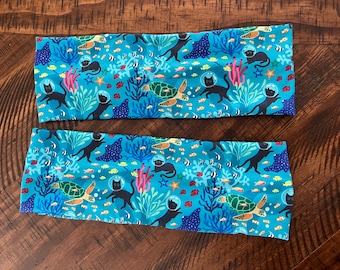 Cat headband, deep sea diving, diving headband, cat diving, cats and fish, marine biologist, marine life, scuba diving cat headband, fishes