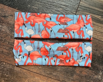 Flamingo headband, flamingo rookery headband, flamingo chicks, pink flamingos, bird headband, tropical headband, flamingo flock, yoga headba