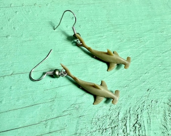 Hammerhead earrings, shark earrings, hammerhead shark earrings, shark jewelry, marine biologist, fish earrings, fish jewelry, hammerhead sha