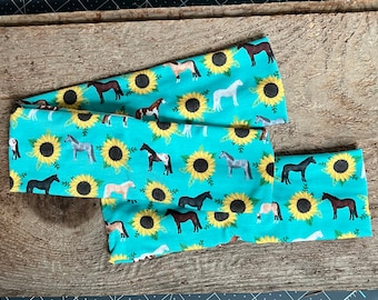Quarter horse headband, Sunflower horses headband, sunflower and horse headband, horse flower, horses headband, buckskin horse, appaloosa