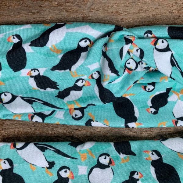 Puffin headband, Atlantic puffin headband, puffins headband, bird headband, birding headband, women’s outdoor headband, puffins flying