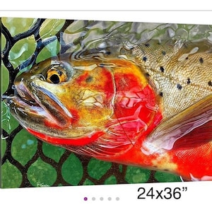 Colorado cutthroat, Colorado cutthroat painting, cutthroat trout drawing, trout art, trout on canvas, cutthroat trout art, trout print
