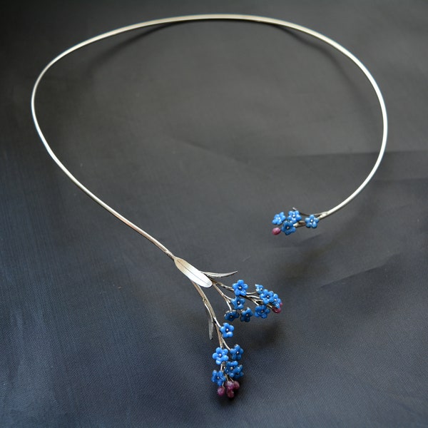 Stainless steel Necklace forget-me-not