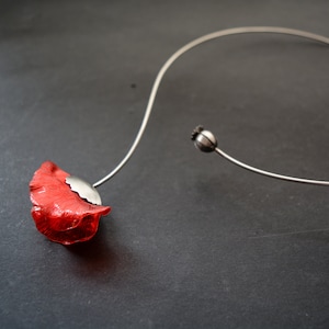 Eco friendly necklace red poppy