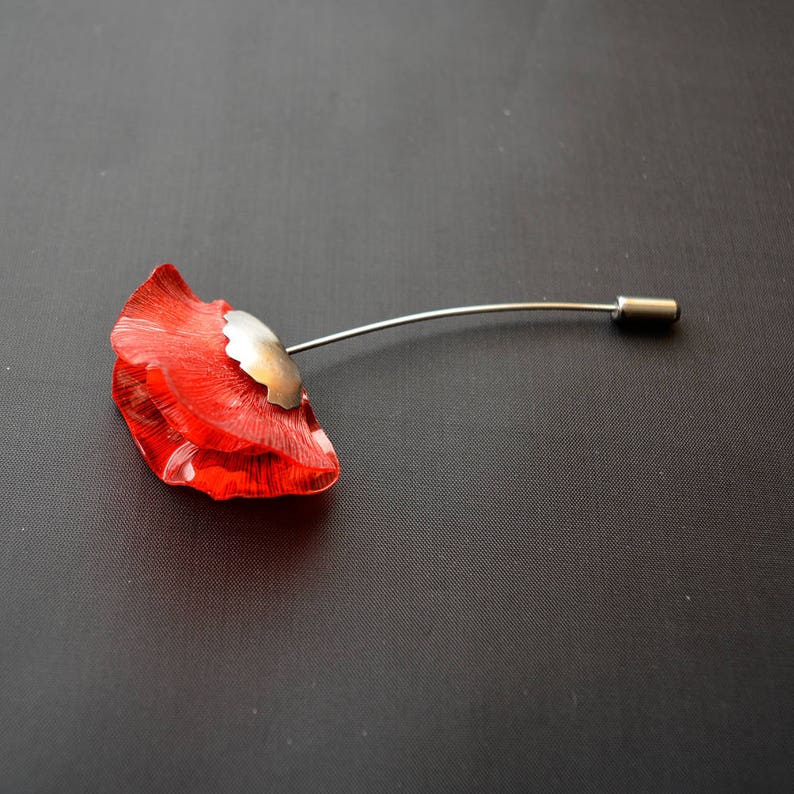 Eco friendly Brooch red poppies zdjęcie 2