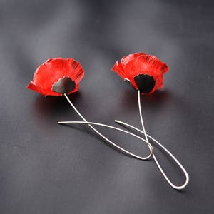 Eco friendly earings red poppy