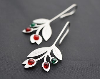 Eco friendly earrings flower with leaf