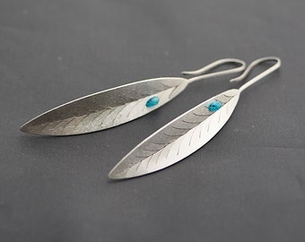 Stailess  steel earrings leaf decorated with a PET drop