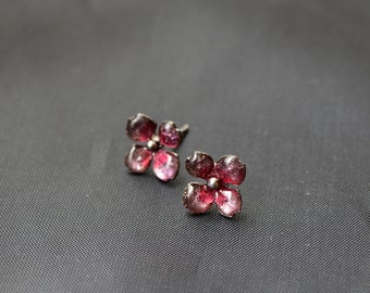 Eco friendly pink flower earrings