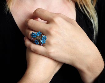 Bague en acier inoxydable forget-me-not