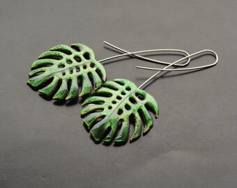 Eco friendly earings Monstera