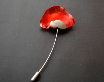 Eco friendly  Brooch red poppies