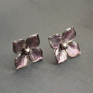 Eco friendly earrings hydrangea flowers