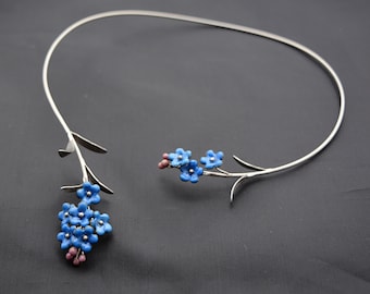 Stainless steel Necklace forget-me-not
