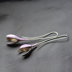 Eco friendly pink crocus earrings