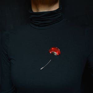 Eco friendly Brooch red poppies image 3